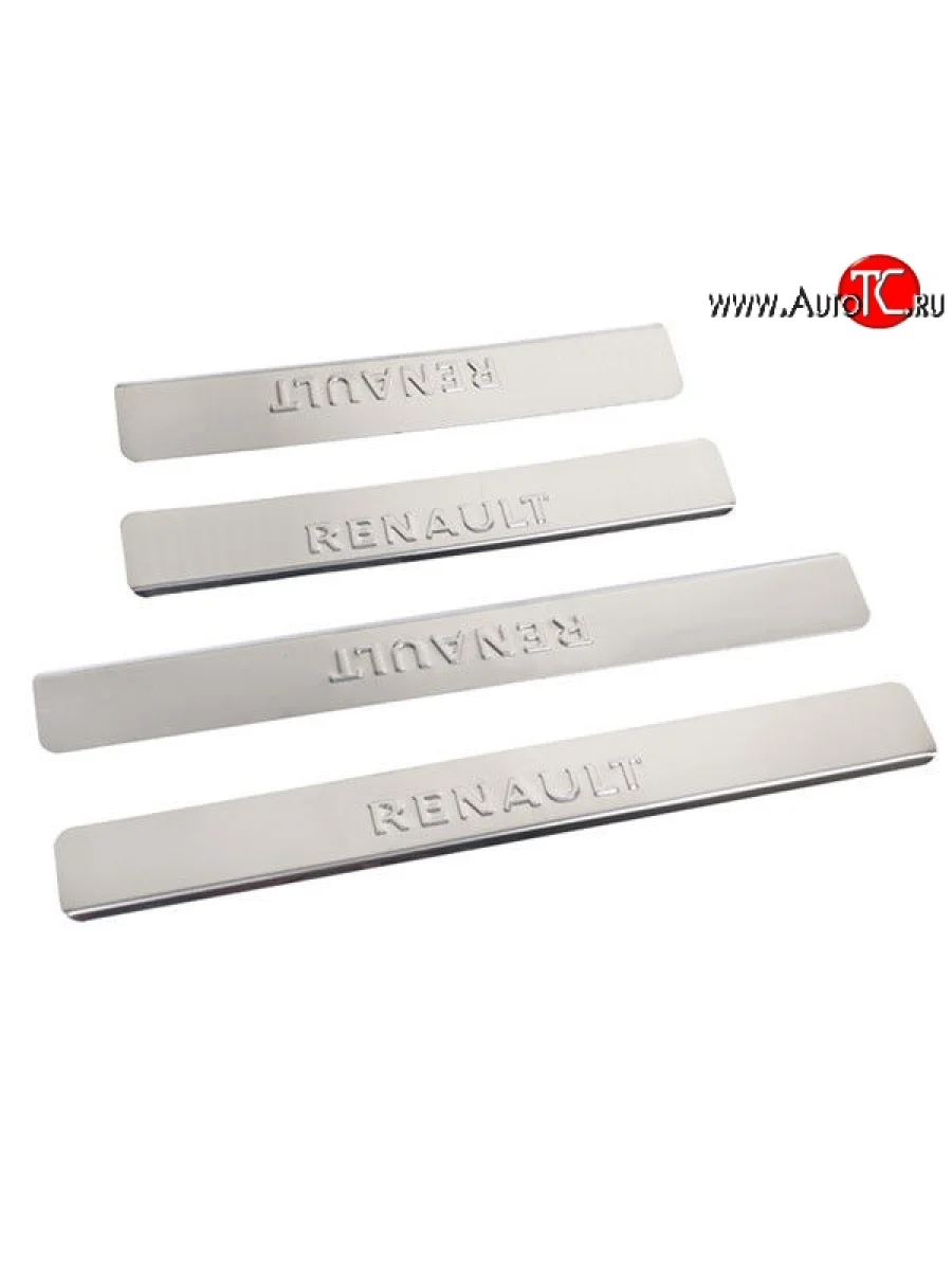 Накладки на порожки автомобиля M-VRS (нанесение надписи методом штамповки) Renault Logan 1 дорестайлинг (2004-2010)  в Керчи Республика Крым