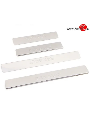 Накладки на порожки автомобиля M-VRS (нанесение надписи методом штамповки) Renault Logan 2 рестайлинг (2018-2025)