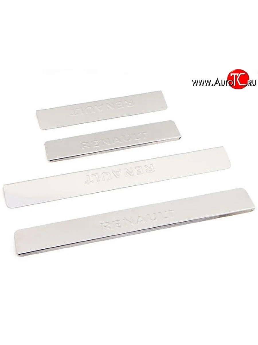 Накладки на порожки автомобиля M-VRS (нанесение надписи методом штамповки) Renault Logan 2 дорестайлинг (2014-2018)  в Перми Пермском крае