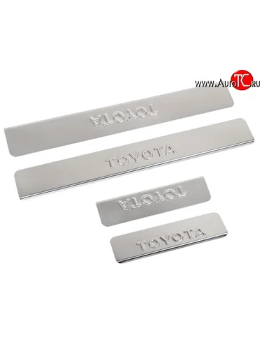 Накладки на порожки автомобиля (E140-E150) M-VRS (нанесение надписи методом штамповки) Toyota Corolla E150 седан рестайлинг (2009-2013)
