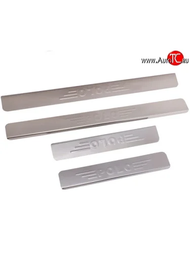 Накладки на порожки автомобиля M-VRS (нанесение надписи методом штамповки) Volkswagen Polo Mk5 6R,6C,61 хэтчбек 5 дв. дорестайлинг (2009-2015)