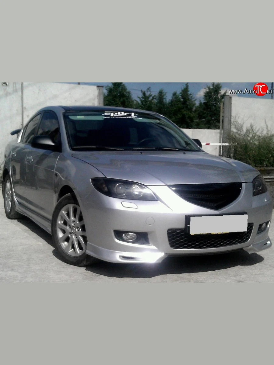 Комплект клыков Sport-V2 на передний бампер автомобиля Mazda 3/Axela BK дорестайлинг седан (2003-2006) (Неокрашенная)  в Воронеже Воронежской области