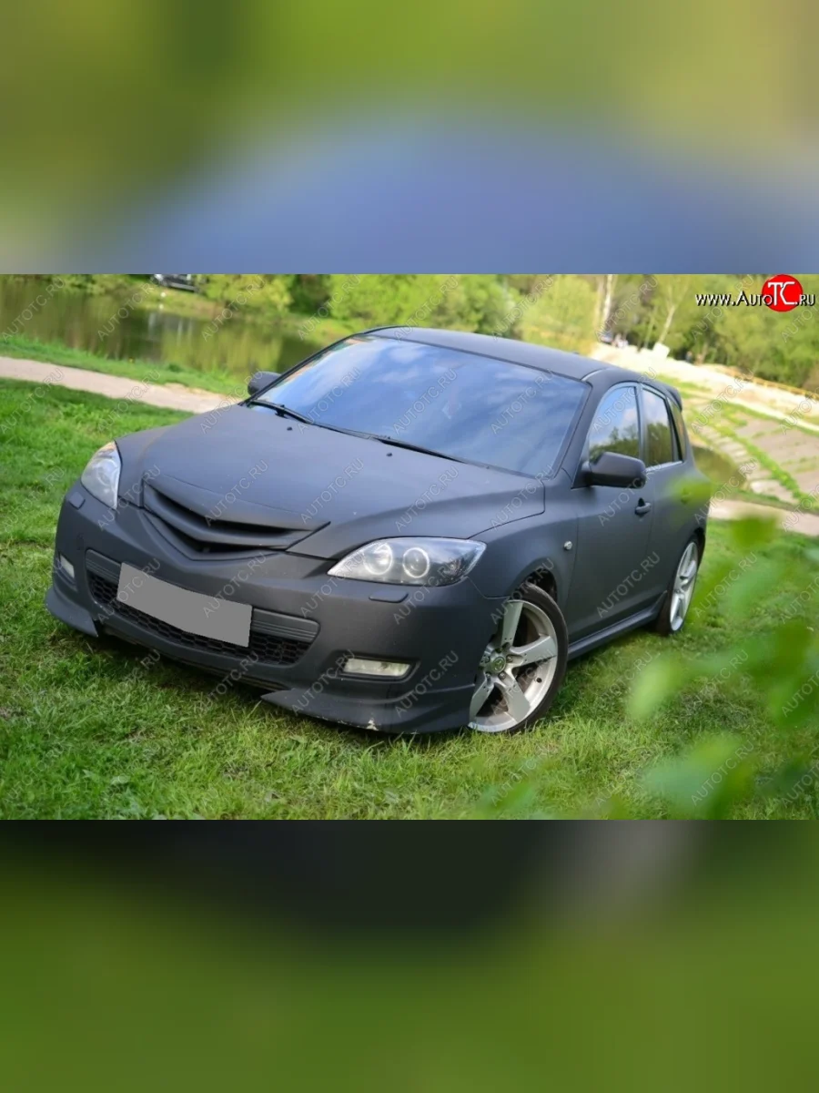Решётка радиатора (спорт) Style (сетка) Mazda 3/Axela BK дорестайлинг, хэтчбэк (2003-2006) (Неокрашенная)  с доставкой в г. Керчь