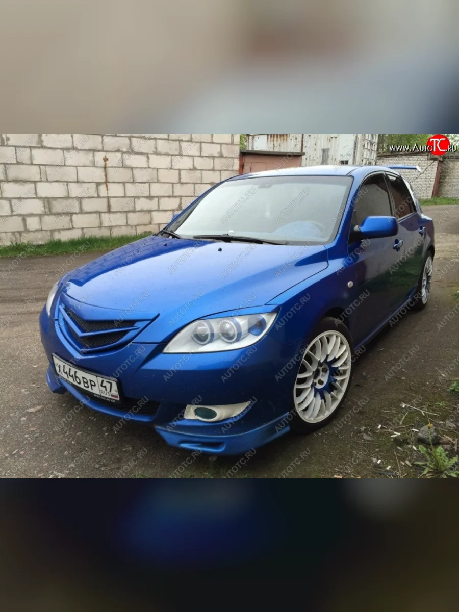 Клыки на передний бампер Style Mazda 3/Axela BK дорестайлинг, хэтчбэк (2003-2006) (Неокрашенная)  с доставкой в г. Керчь