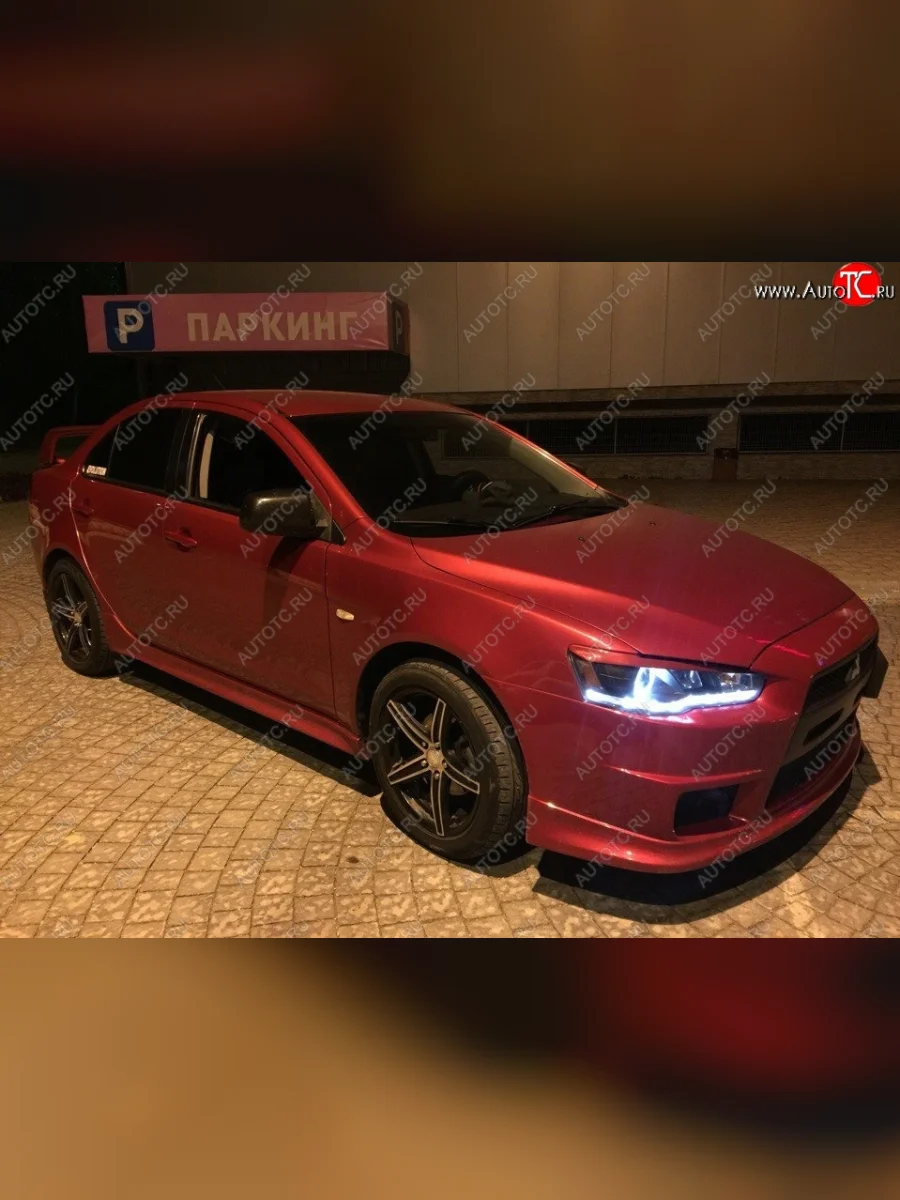 Реснички на фары Style Mitsubishi Lancer 10 CY хэтчбэк дорестайлинг (2007-2010) (Неокрашенные)  с доставкой в г. Керчь