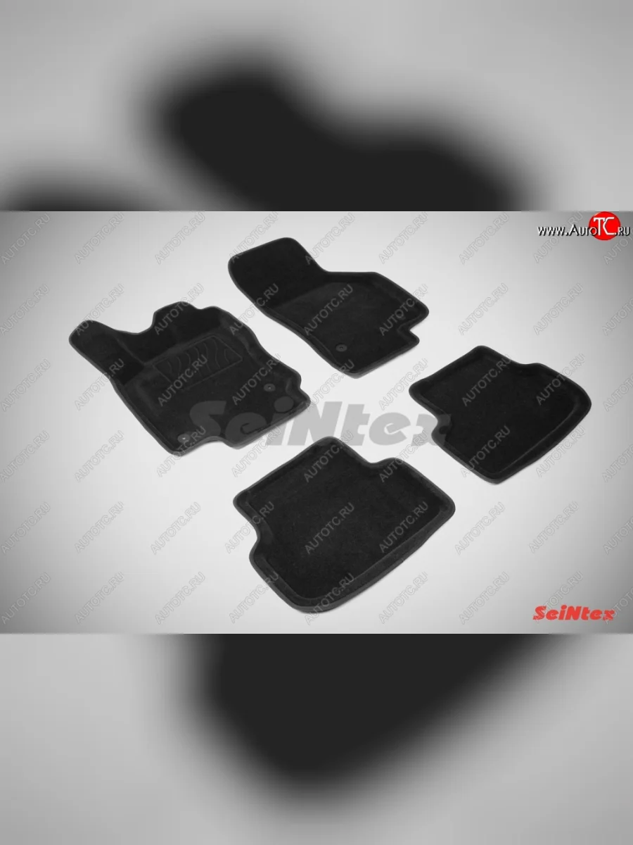 Износостойкие коврики в салон SeiNtex Premium 3D 4 шт. (ворсовые, черные)  Volkswagen Golf (2012-2017) 7 Mk7  в Керчи Республика Крым