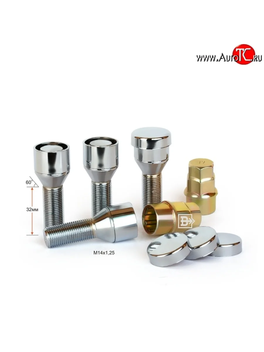 Колёсный болт длиной 32 мм Вектор M14 1.25 32 секретка (комплект) (пос. место: конус) BMW 8 серия G15 купе рестайлинг (2022-2023)