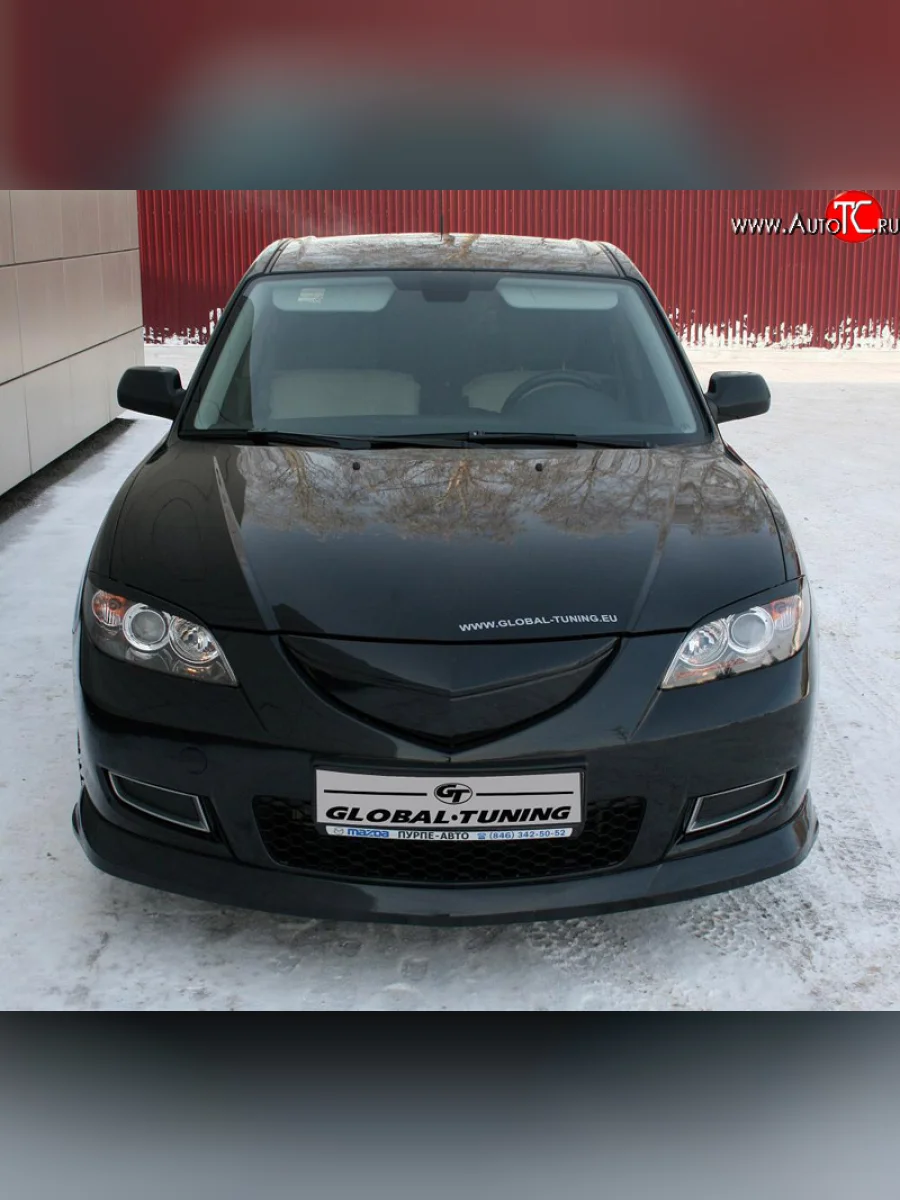 Накладка переднего бампера Global-Tuning Mazda 3/Axela BK дорестайлинг седан (2003-2006) (Неокрашенная)  в Самаре Самарской области