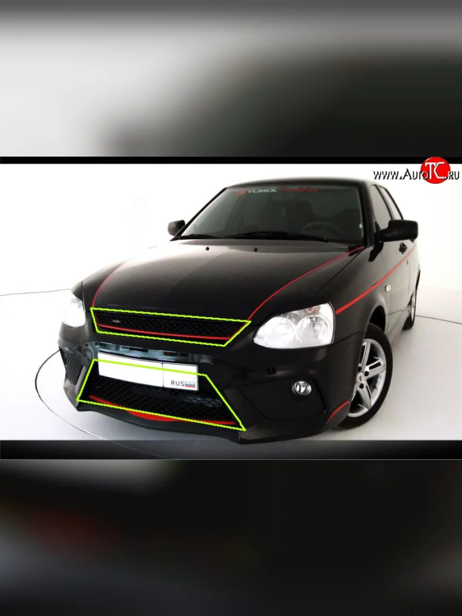 Комплект сеток в передний бампер Ринг2 Лада ВАЗ Приора 2170 седан дорестайлинг (2007-2014)  в Воронеже Воронежской области