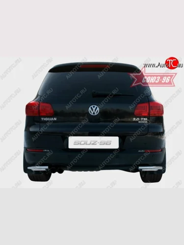 Защита заднего бампера из боковых уголков Souz-96 (d42) Volkswagen Tiguan  NF (2011-2017) рестайлинг