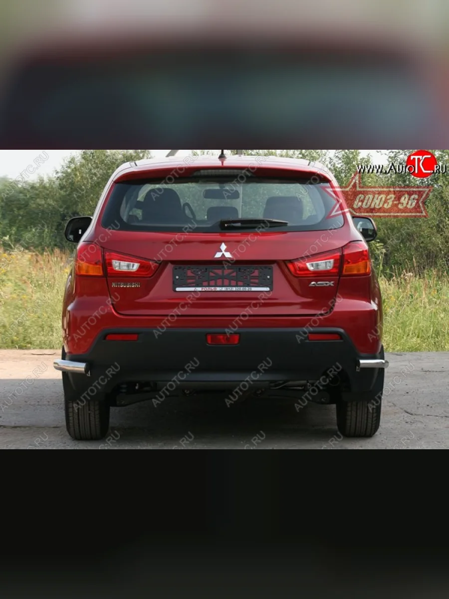 Защита заднего бампера из боковых уголков Souz-96 (d42) Mitsubishi ASX дорестайлинг (2010-2012)  в Керчи Республика Крым