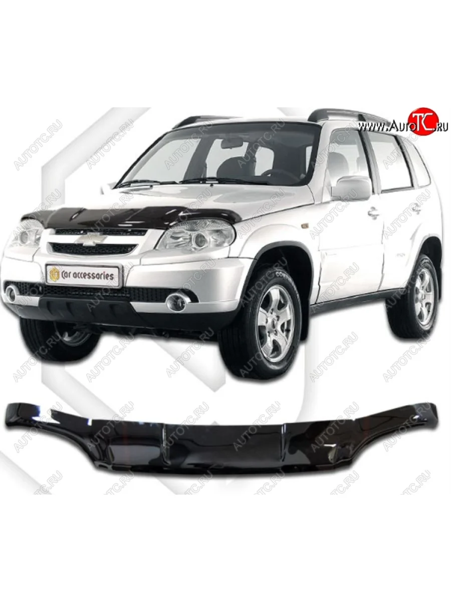 Дефлектор капота CA-Plastic Chevrolet Niva 2123 рестайлинг (2009-2020) (Classic черный, Без надписи)  в Керчи Республика Крым