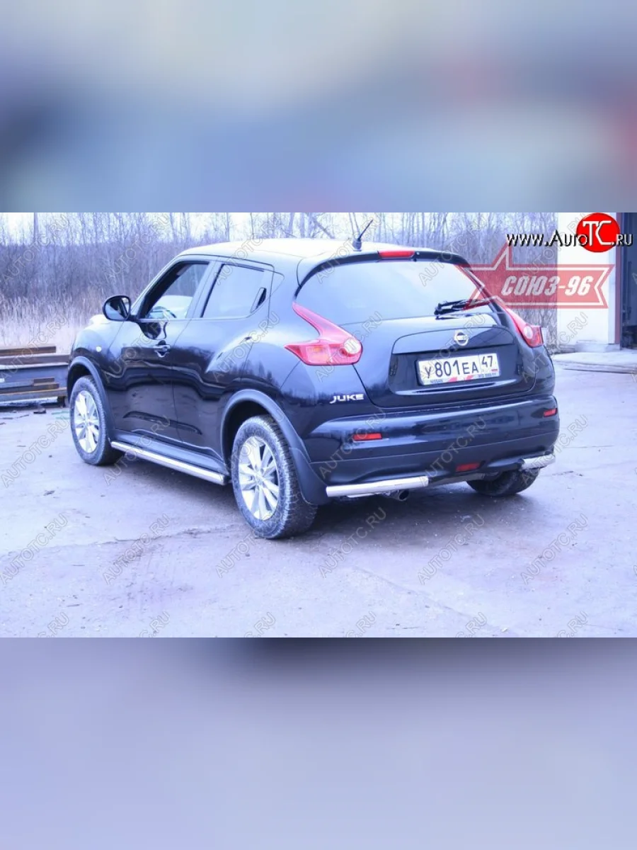 Защита заднего бампера из боковых уголков 4х4 Souz-96 (d60) Nissan Juke 1 YF15 дорестайлинг (2010-2014)  в Самаре Самарской области