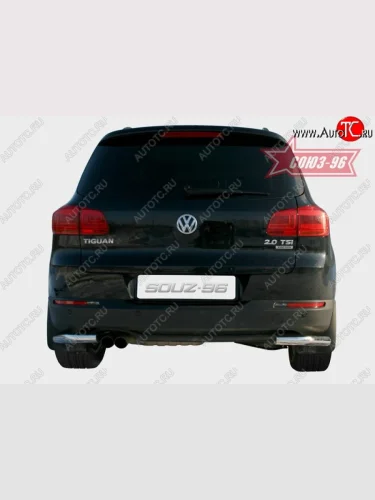 Защита заднего бампера из боковых уголков Souz-96 (d60) Volkswagen Tiguan  NF (2011-2017) рестайлинг
