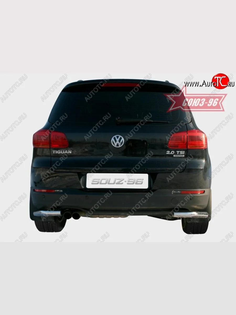 Защита заднего бампера из боковых уголков Souz-96 (d60)  Volkswagen Tiguan (2011-2017) NF  в Керчи Республика Крым