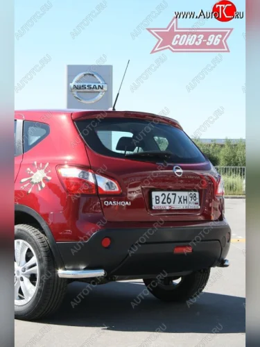 Защита заднего бампера из боковых уголков Souz-96 (d60) Nissan Qashqai  1 (2010-2013) J10 рестайлинг