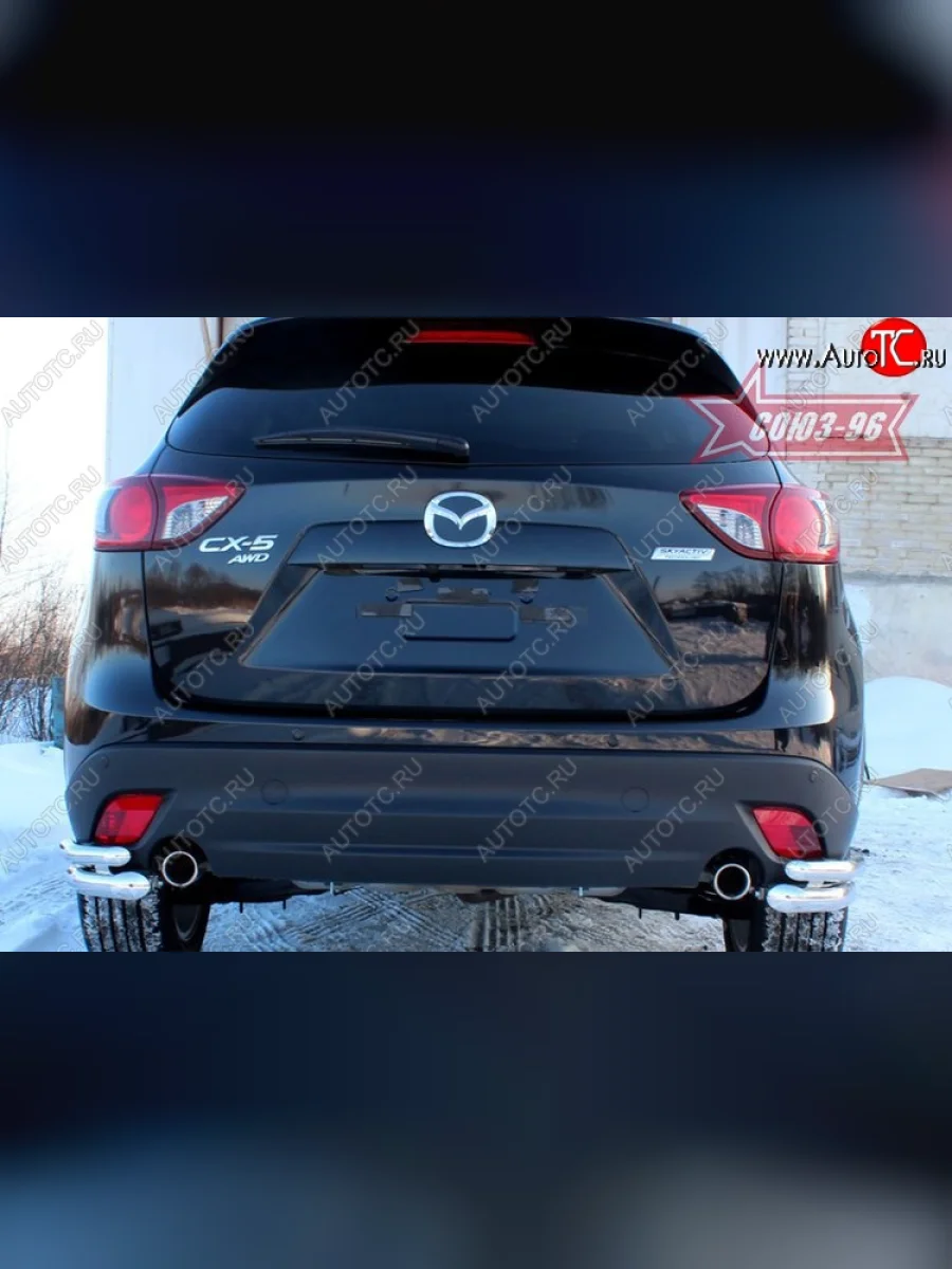 Защита заднего бампера из боковых уголков Souz-96 (d60/42) Mazda CX-5 KE дорестайлинг (2011-2014)  с доставкой в г. Керчь