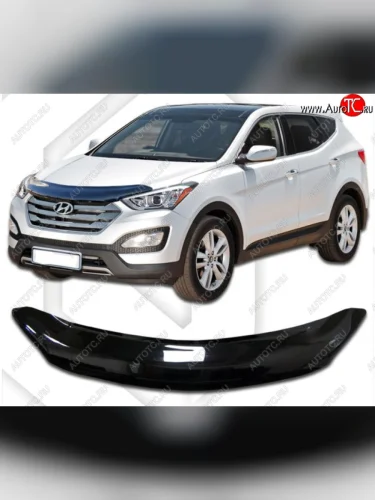 Дефлектор капота CA-Plastic (Classic черный) Hyundai Grand Santa Fe  1 DM (2013-2016) дорестайлинг