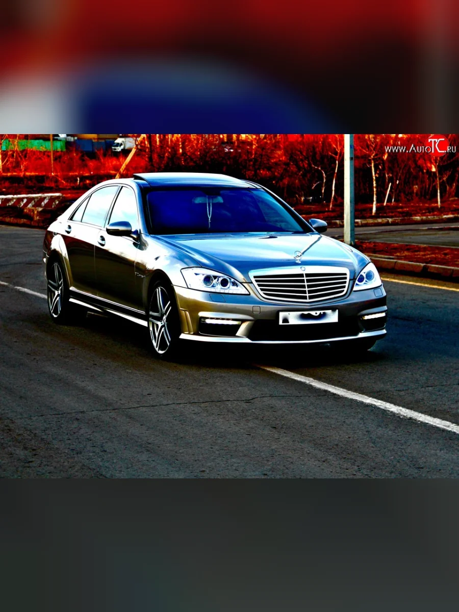 Передний бампер AMG Mercedes-Benz S class 5 W221 седан дорестайлинг (2005-2009) (Неокрашенный)  в Воронеже Воронежской области