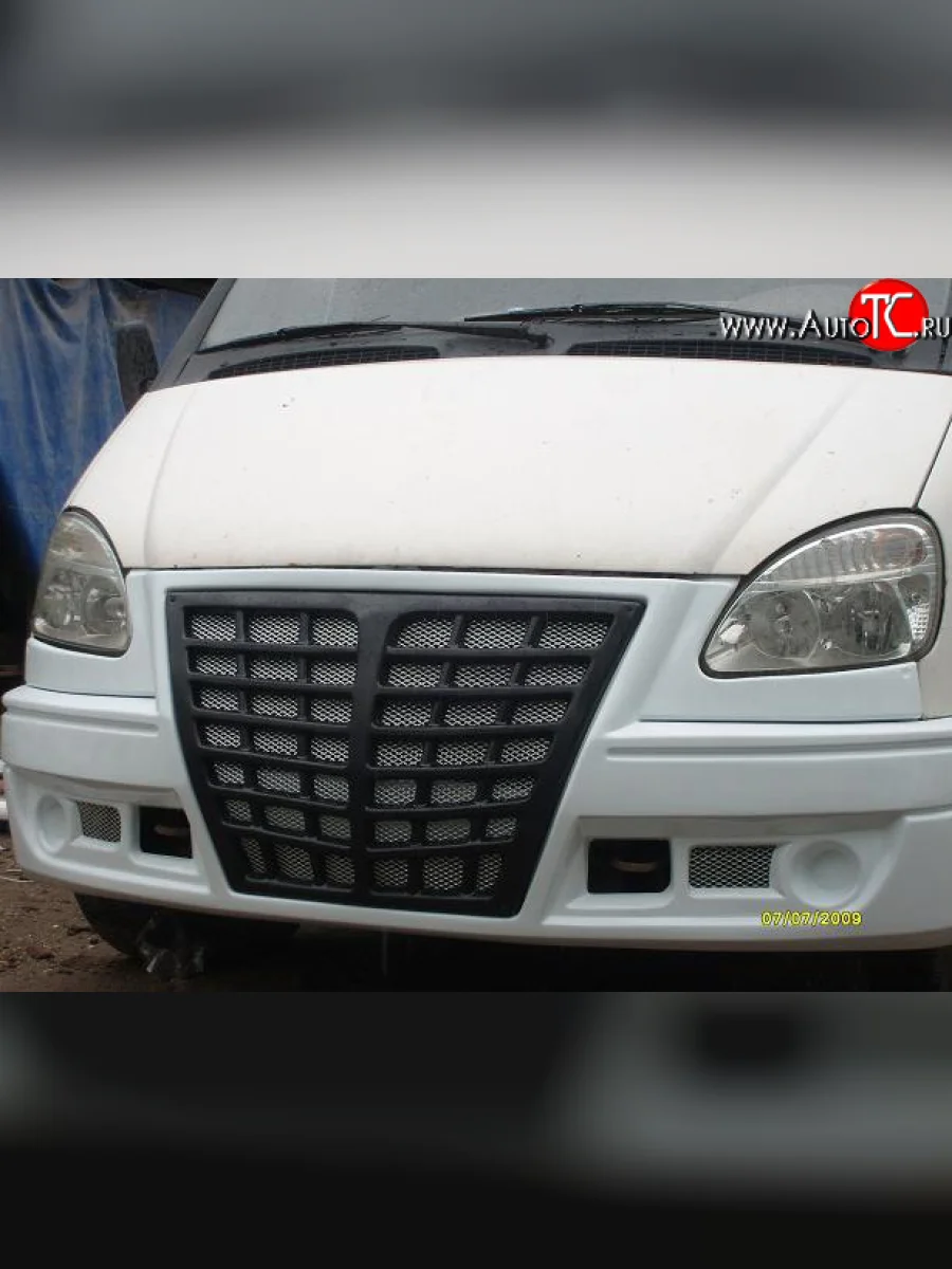 Передний бампер Ауди стиль ГАЗ Соболь 2217 Бизнес автобус 2-ой рестайлинг автобус (2010-2025) (Неокрашенный)  в Перми Пермском крае