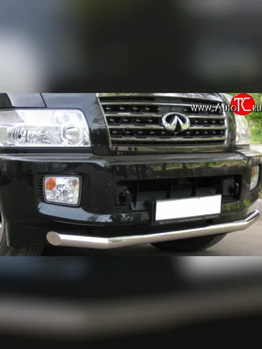 Защита переднего бампера (Ø76 мм, нержавейка) SLITKOFF INFINITI QX56 JA60 рестайлинг (2007-2010)