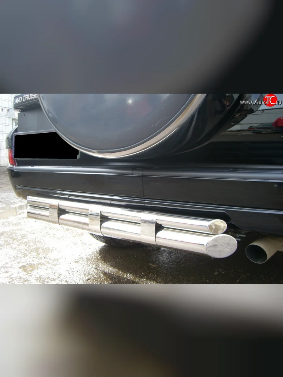 Защита заднего бампера (Ø76 и 42 мм, нержавейка) SLITKOFF  Toyota Land Cruiser Prado (2002-2009) J120  с доставкой в г. Керчь