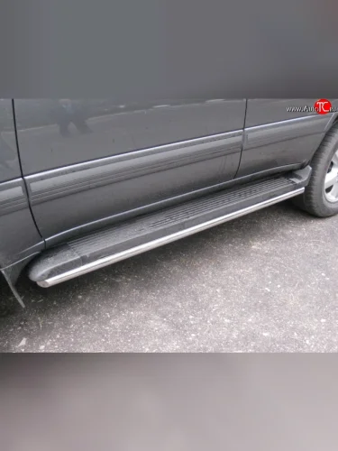 Защита порогов SLITKOFF (труба D42 мм) (Защита порогов с со скосами на торцах (вариант 1)) Toyota Land Cruiser  10 100 (2002-2007) 1-ый рестайлинг, 2-ой рестайлинг