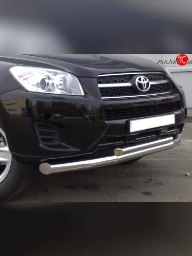 Защита переднего бампера (2 трубыØ76 и 42 мм, нержавейка) SLITKOFF Toyota RAV4  XA30 (2008-2010) 5 дв. 1-ый рестайлинг
