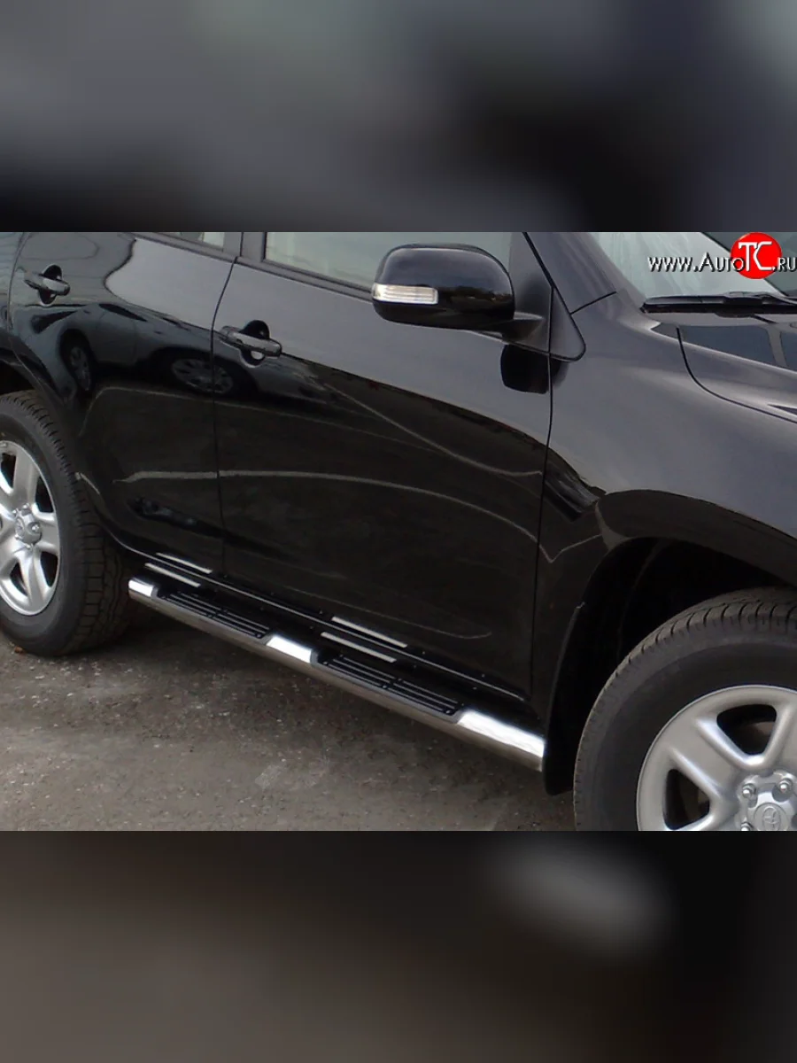 Защита порогов с подножками Toyota RAV 4 2009 V2 Toyota RAV4 XA30 5 дв. 1-ый рестайлинг (2008-2010) (Защита порогов с со скосами на торцах (вариант 1))  в Перми Пермском крае