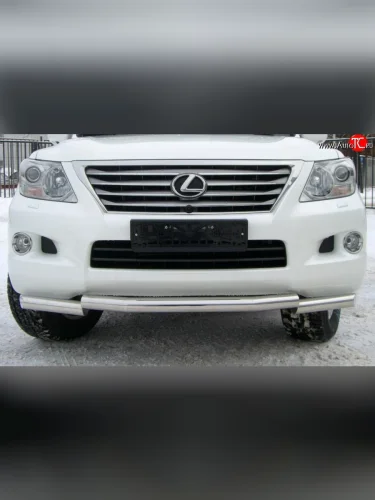 Защита переднего бампера (Ø70 мм ступень, нержавейка) SLITKOFF Lexus LX570  J200 (2007-2012) дорестайлинг