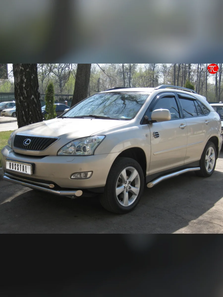Защита переднего бампера (2 трубыØ63 и 42 мм, нержавейка) SLITKOFF Lexus RX330 XU30 (2003-2006)  в Перми Пермском крае