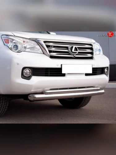Защита переднего бампера (2 трубыØ76 и 42 мм, нержавейка) SLITKOFF Lexus GX460 J150 дорестайлинг (2009-2013)