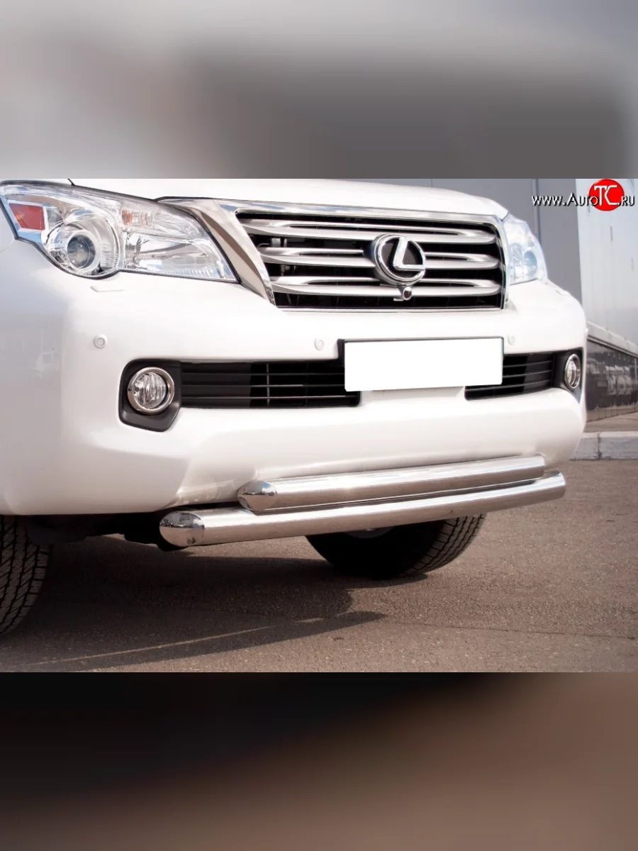 Защита переднего бампера (2 трубыØ76 и 63 мм, нержавейка) SLITKOFF Lexus GX460 J150 дорестайлинг (2009-2013)  с доставкой в г. Керчь