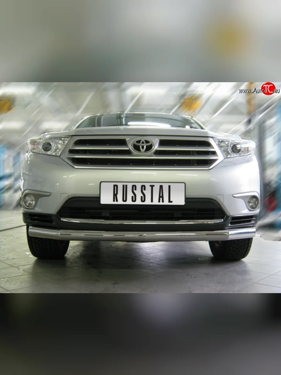 Одинарная защита переднего бампера SLITKOFF 76 мм  Toyota Highlander (2010-2013) XU40  в Самаре Самарской области