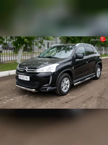 Одинарная защита переднего бампера диаметром 76 мм SLITKOFF CITROEN C4 aircross (2012-2017)