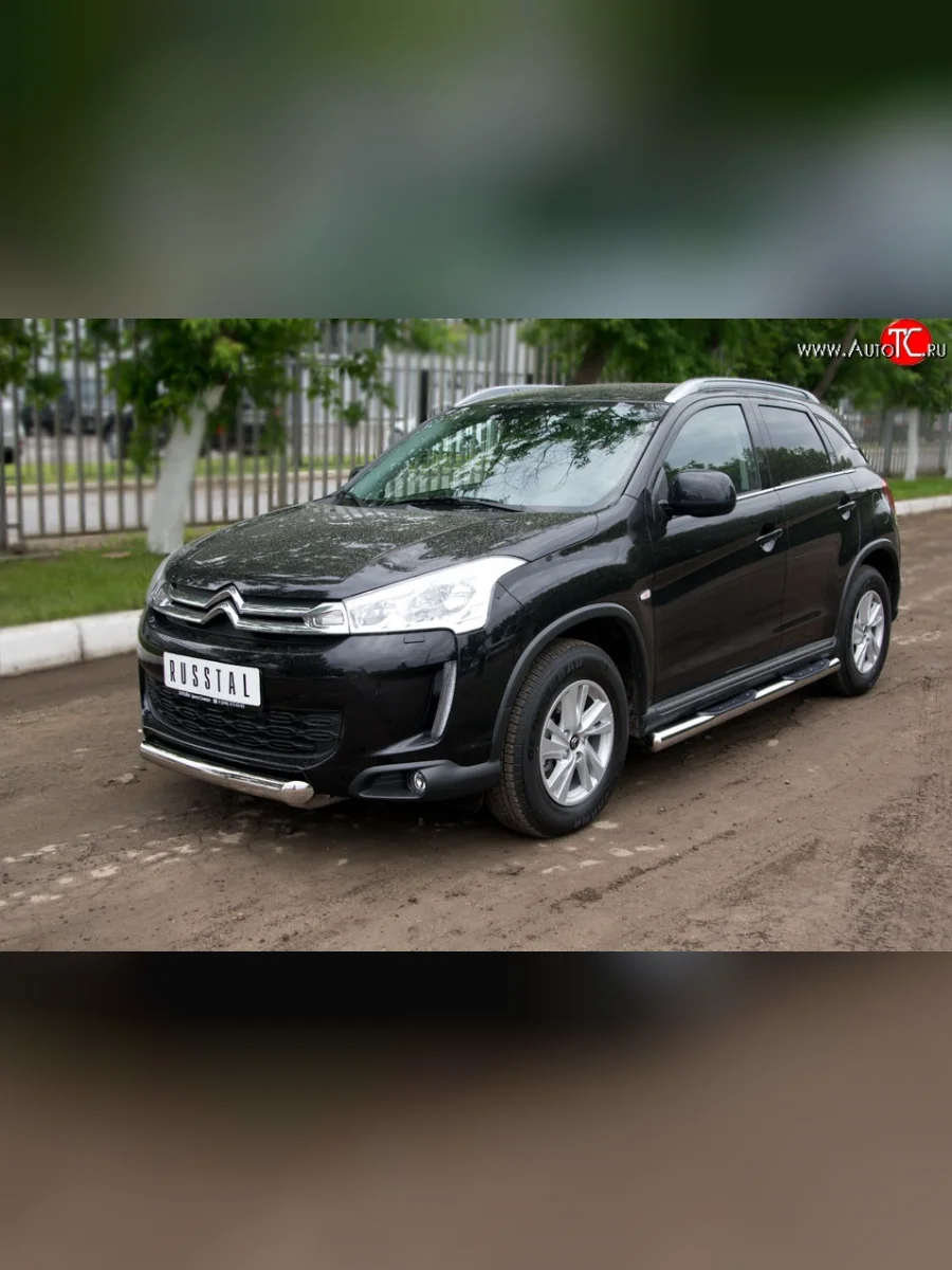 Одинарная защита переднего бампера диаметром 76 мм SLITKOFF CITROEN C4 aircross (2012-2017)  в Перми Пермском крае