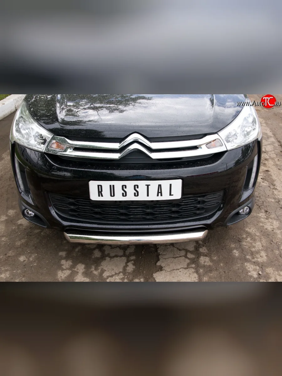 Одинарная защита переднего бампера диаметром 63 мм SLITKOFF CITROEN C4 aircross (2012-2017)  в Керчи Республика Крым