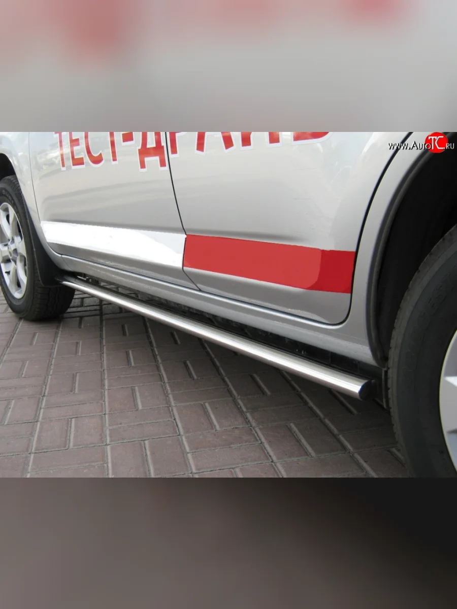 Защита порогов Russtal из круглой трубы 63 мм Toyota RAV4 XA30 5 дв. 2-ой рестайлинг (2010-2013) (Защита порогов с со скосами на торцах (вариант 1))  в Самаре Самарской области