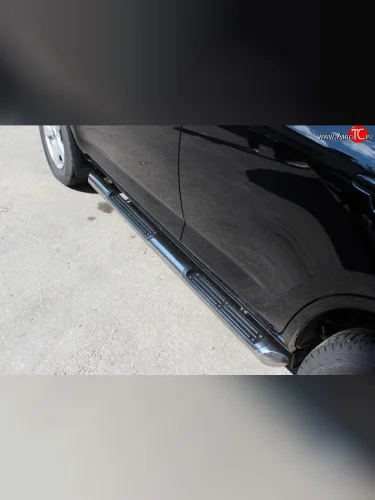 Защита порогов Russtal с пластиковыми вставками для ног Toyota RAV4 XA30 5 дв. 2-ой рестайлинг (2010-2013)