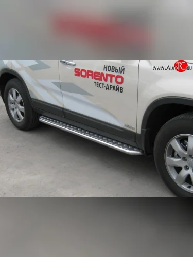 Широкая защита порогов SLITKOFF KIA Sorento  XM (2009-2012) дорестайлинг