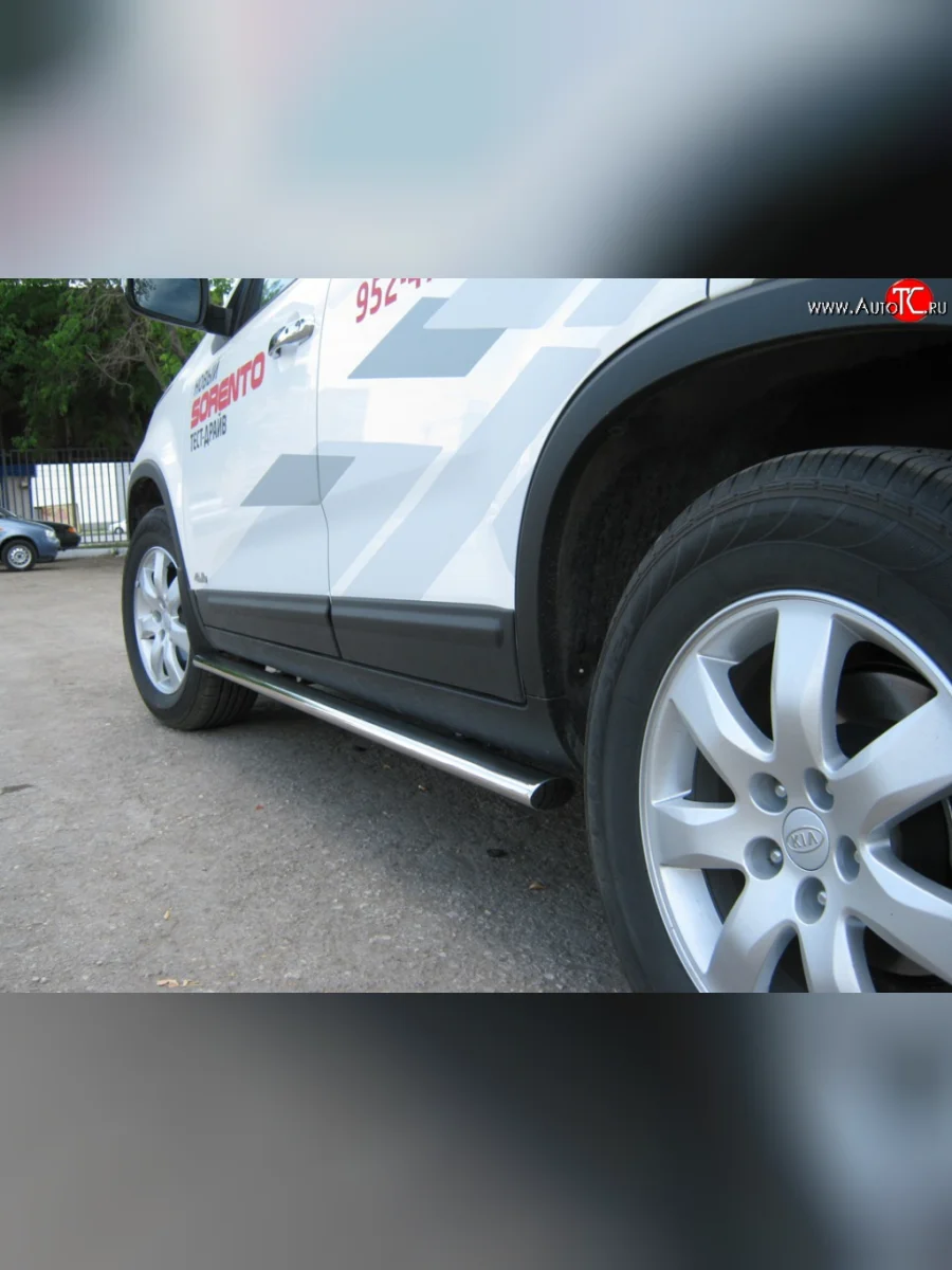 Защита порогов Russtal из овальной трубы диаметром 75x42 мм KIA Sorento XM дорестайлинг (2009-2012)  в Керчи Республика Крым