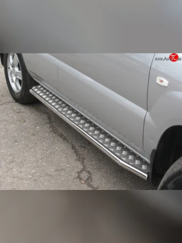 Широкая защита порогов Russtal KIA Sportage  2 JE,KM (2004-2008) дорестайлинг