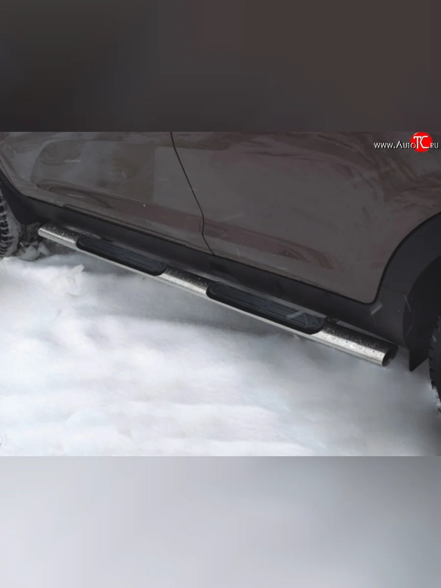 Защита порогов Russtal из овальной трубы с пластиковыми накладками для ног Suzuki Grand Vitara JT 5 дверей дорестайлинг (2005-2008)  в Керчи Республика Крым