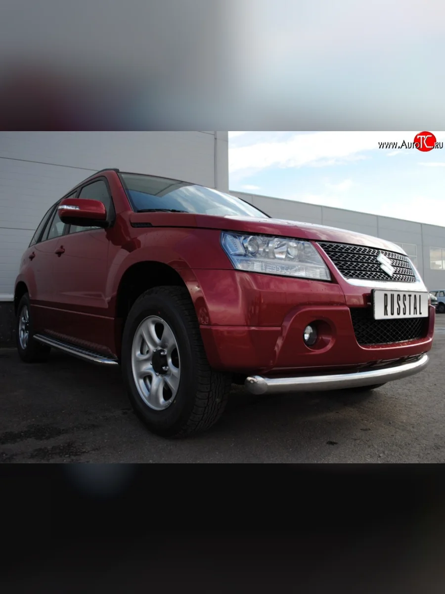 Одинарная защита переднего бампера SLITKOFF Suzuki Grand Vitara JT 5 дверей дорестайлинг (2005-2008)  в Перми Пермском крае