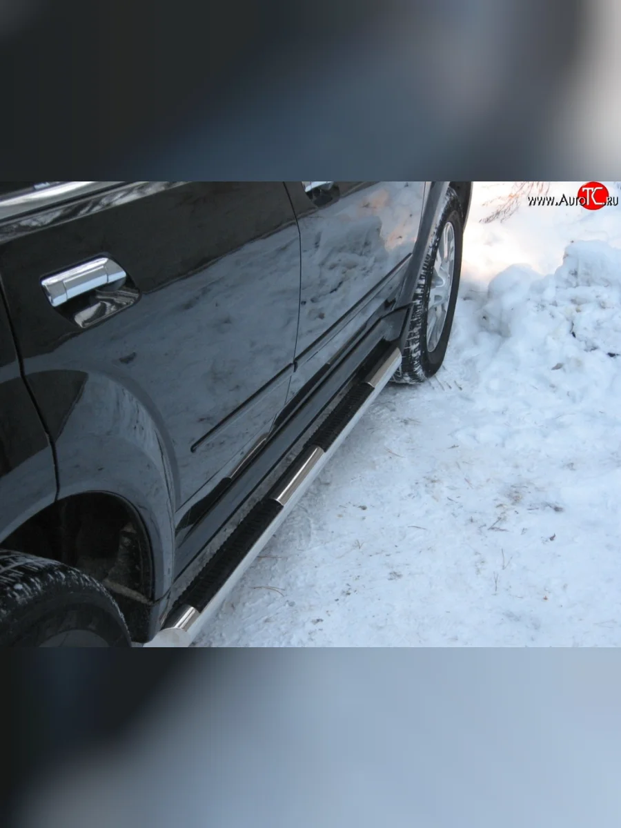 Защита порогов Russtal с пластиковыми вставками для ног Great Wall Hover  дорестайлинг (2006-2010) (Защита порогов с со скосами на торцах (вариант 1))  в Перми Пермском крае