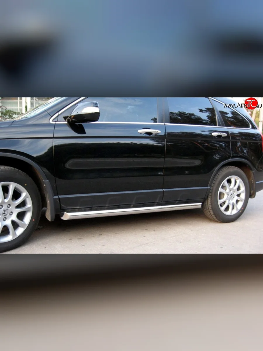 Защита порогов (Ø63 мм, нержавейка) SLITKOFF  Honda CR-V (2007-2010) RE1,RE2,RE3,RE4,RE5,RE7 (С скосами на торцах)  в Самаре Самарской области