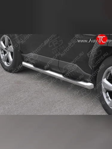 Защита порогов (Ø 76 мм с проступью, нержавейка) Russtal (Со скосами на торцах) Honda CR-V RE1,RE2,RE3,RE4,RE5,RE7 дорестайлинг (2007-2010)