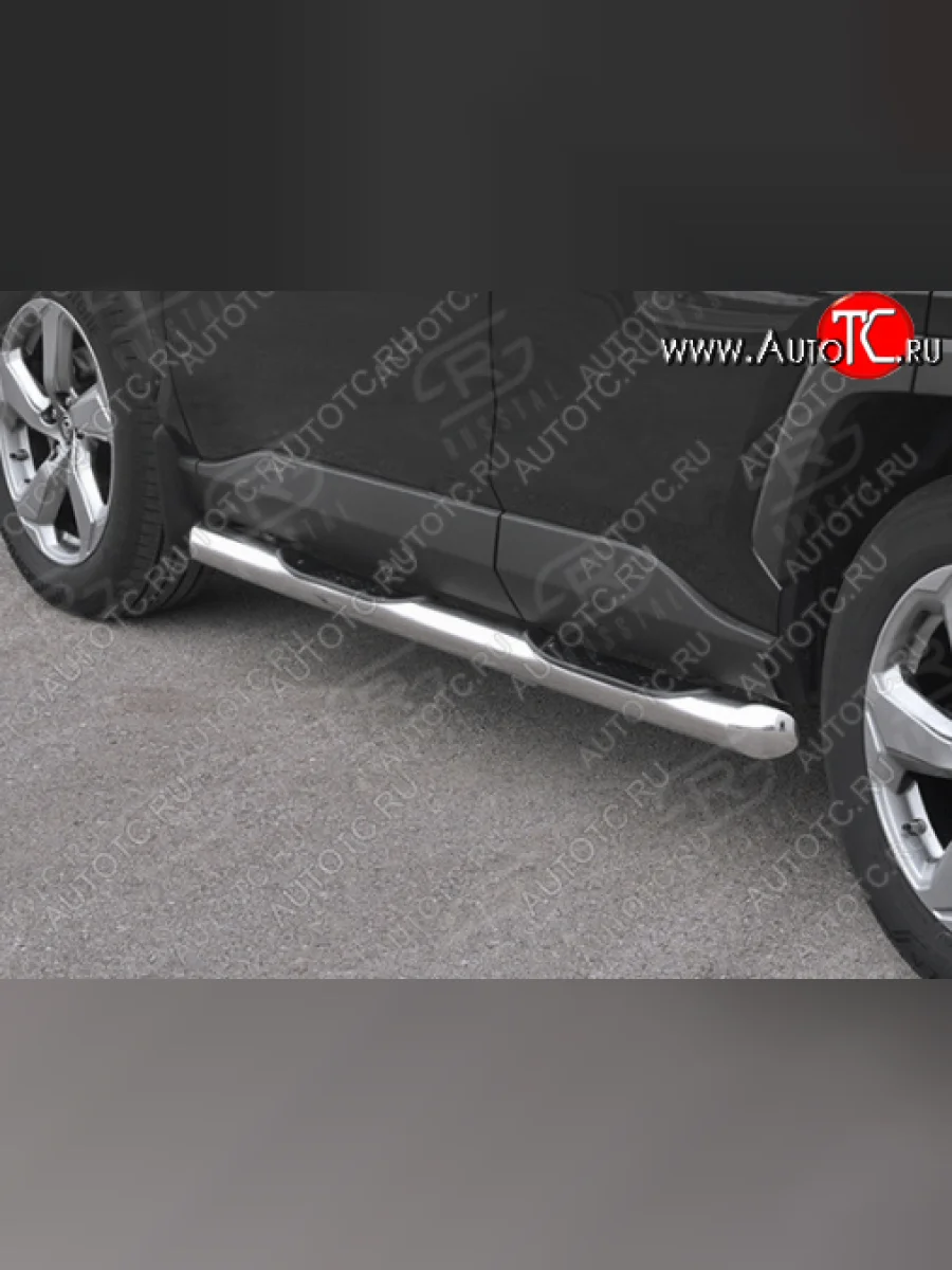 Защита порогов (Ø 76 мм с проступью, нержавейка) Russtal Honda CR-V RE1,RE2,RE3,RE4,RE5,RE7 дорестайлинг (2007-2010) (Со скосами на торцах)  в Перми Пермском крае