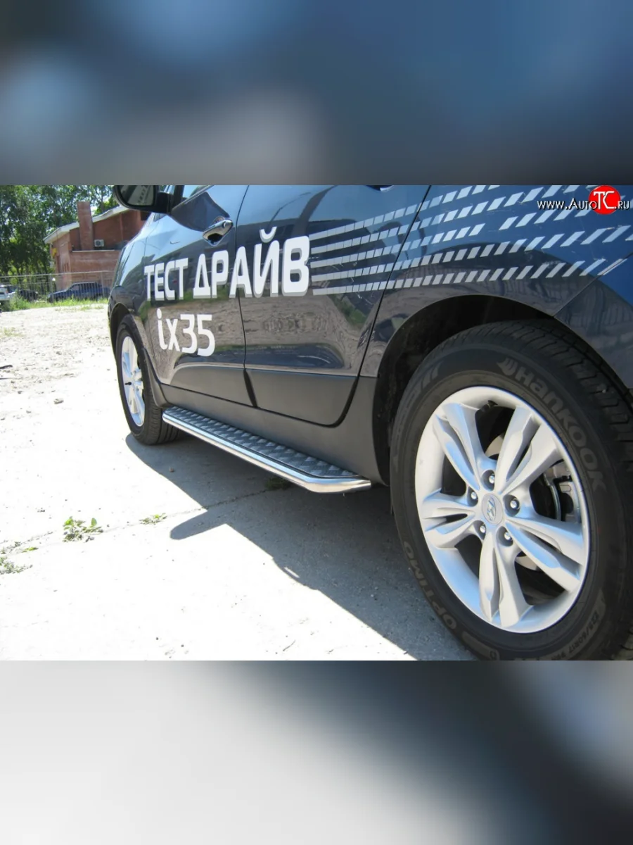 Широкая защита порогов SLITKOFF Hyundai IX35 LM дорестайлинг (2009-2013)  в Перми Пермском крае