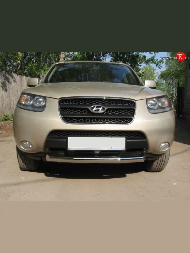 Короткая защита переднего бампера Russtal d70 мм Hyundai Santa Fe CM дорестайлинг (2006-2009)